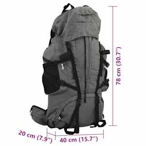 Turistický batoh šedý 80 L tkanina oxford - obrázek 8