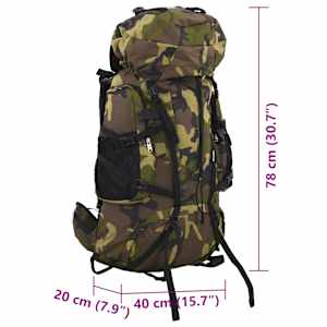 Turistický batoh zelený maskáčový 80 L tkanina oxford - obrázek 8