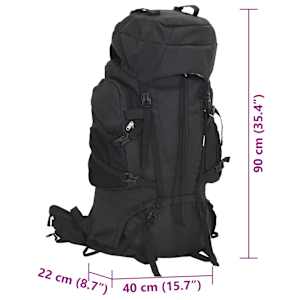 Turistický batoh černý 100 L tkanina oxford - obrázek 8