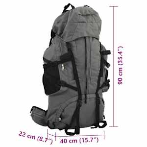 Turistický batoh šedý 100 L tkanina oxford - obrázek 8