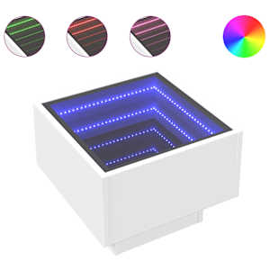 Odkládací stolek s LED bílý 40 x 40 x 30 cm kompozitní dřevo - obrázek 2