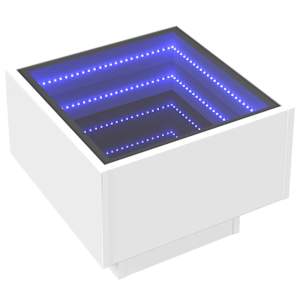 Odkládací stolek s LED bílý 40 x 40 x 30 cm kompozitní dřevo - obrázek 3
