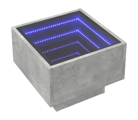 vidaXL Side Table with LED Concrete Grey 40x40x30 cm Engineered Wood