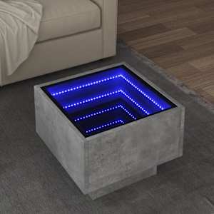 Odkládací stolek s LED betonově šedý 40 x 40 x 30 cm kompozit - obrázek 1