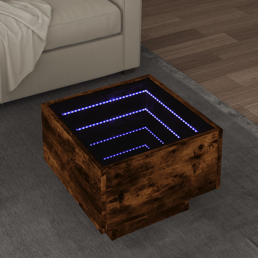 vidaXL Beistelltisch mit LED Räuchereiche 40x40x30 cm Holzwerkstoff