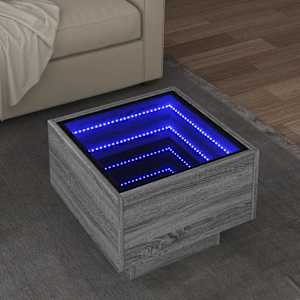 Odkládací stolek s LED šedý sonoma 40x40x30 cm kompozitní dřevo - obrázek 1