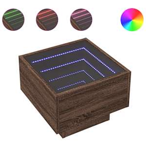 Odkládací stolek s LED hnědý dub 40x40x30 cm kompozitní dřevo - obrázek 2