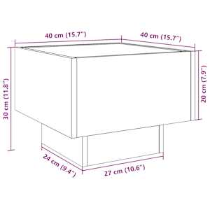 Odkládací stolek s LED hnědý dub 40x40x30 cm kompozitní dřevo - obrázek 13