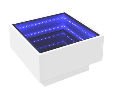 vidaXL Konferenčn&yacute; stol&iacute;k s LED biely 50x50x30 cm kompozitn&eacute; drevo