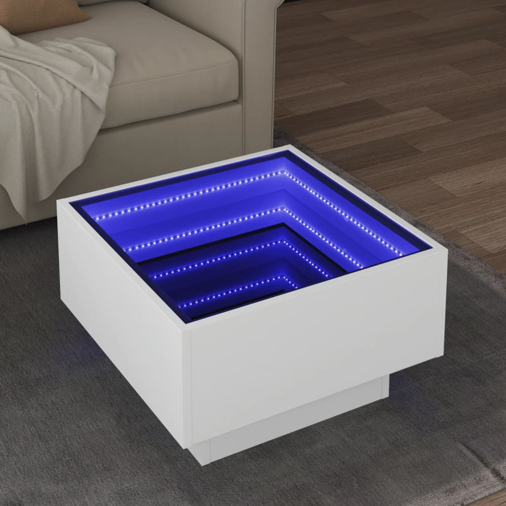 vidaXL LED-Couchtisch Weiß 50x50x30 cm Holzwerkstoff