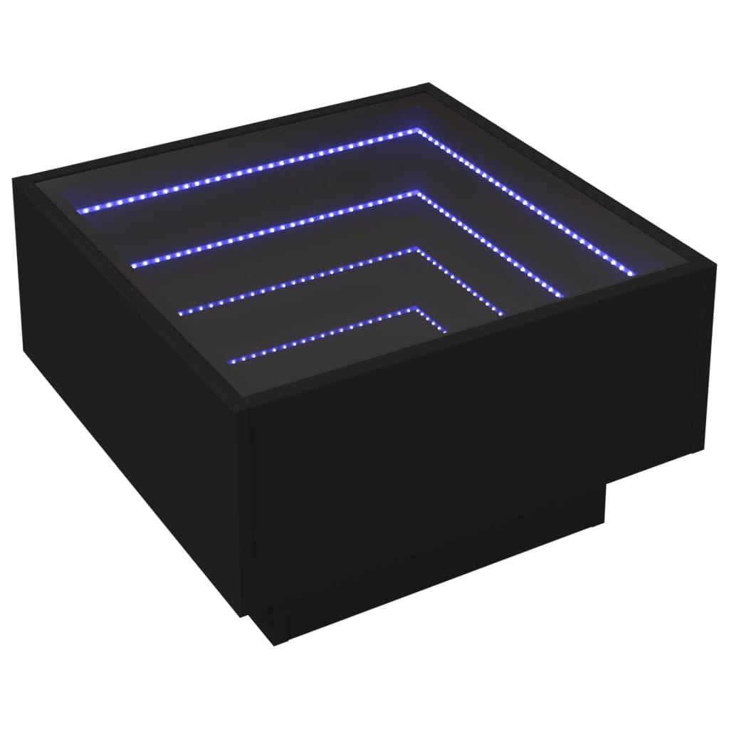 vidaXL Salontafel met LED 50x50x30 cm bewerkt hout zwart afbeelding