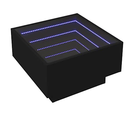 vidaXL Măsuță de cafea cu LED, negru, 50x50x30 cm, lemn prelucrat