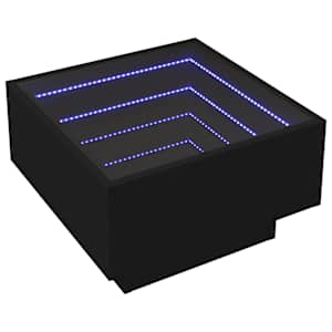 vidaXL Măsuță de cafea cu LED, negru, 50x50x30 cm, lemn prelucrat