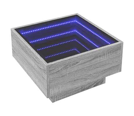 vidaXL LED-Couchtisch Grau Sonoma 50x50x30 cm Holzwerkstoff