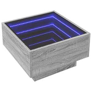 vidaXL LED-Couchtisch Grau Sonoma 50x50x30 cm Holzwerkstoff