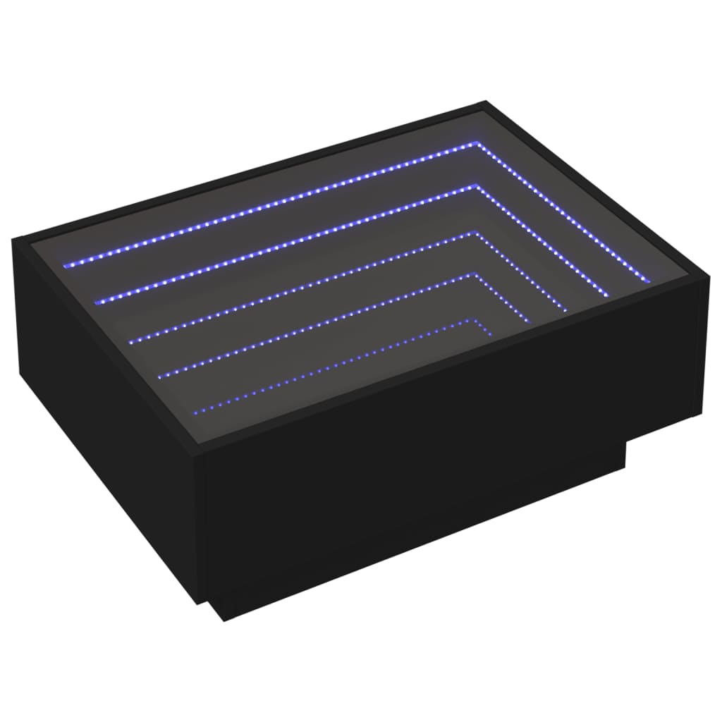 vidaXL Sohvapöytä LED-valoilla musta 70x50x30 cm tekninen puu