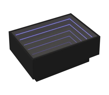 vidaXL Salontafel met LED 70x50x30 cm bewerkt hout zwart