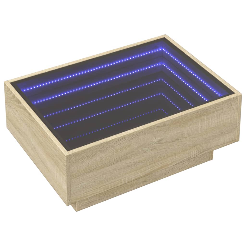 vidaXL Salontafel met LED 70x50x30 cm bewerkt hout sonoma eikenkleurig afbeelding
