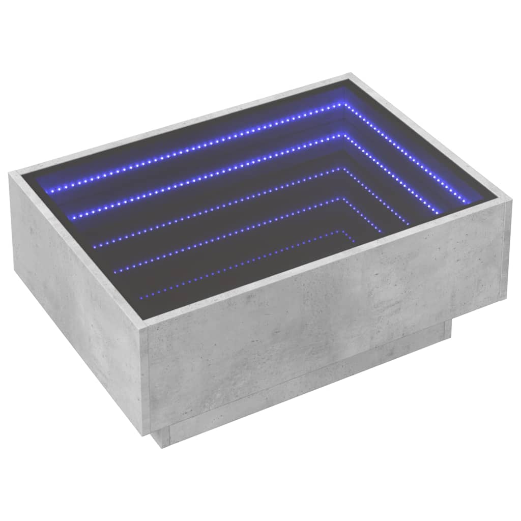 vidaXL Măsuță de cafea cu LED, gri beton, 70x50x30 cm, lemn prelucrat