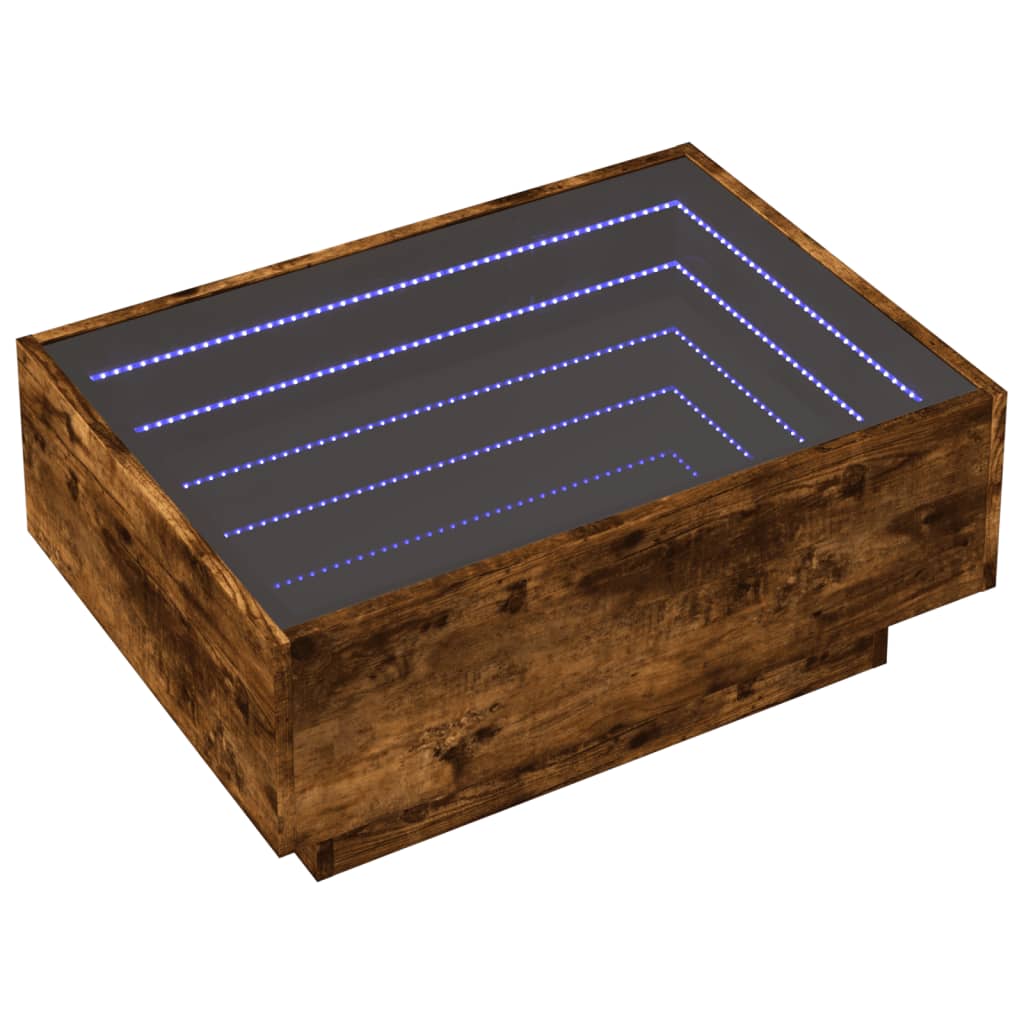 vidaXL Salontafel met LED 70x50x30 cm bewerkt hout gerookt eikenkleur afbeelding