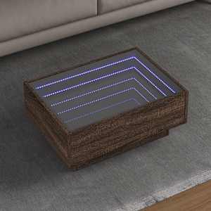 Konferenční stolek s LED hnědý dub 70x50x30 cm kompozitní dřevo - obrázek 1