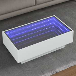 Konferenční stolek s LED bílý 90 x 50 x 30 cm kompozitní dřevo - obrázek 1