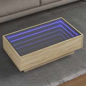 Konferenční stolek s LED dub sonoma 90 x 50 x 30 cm kompozit - obrázek 1