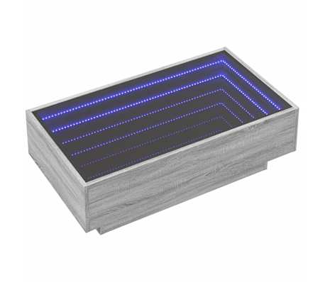 vidaXL Măsuță de cafea cu LED sonoma gri 90x50x30 cm lemn prelucrat