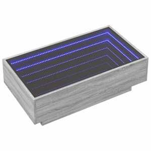 vidaXL Măsuță de cafea cu LED sonoma gri 90x50x30 cm lemn prelucrat