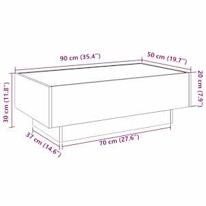 Konferenční stolek s LED hnědý dub 90x50x30 cm kompozitní dřevo - obrázek 13