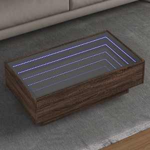 Konferenční stolek s LED hnědý dub 90x50x30 cm kompozitní dřevo - obrázek 1