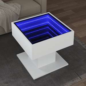 Konferenční stolek s LED bílý 50 x 50 x 45 cm kompozitní dřevo - obrázek 1
