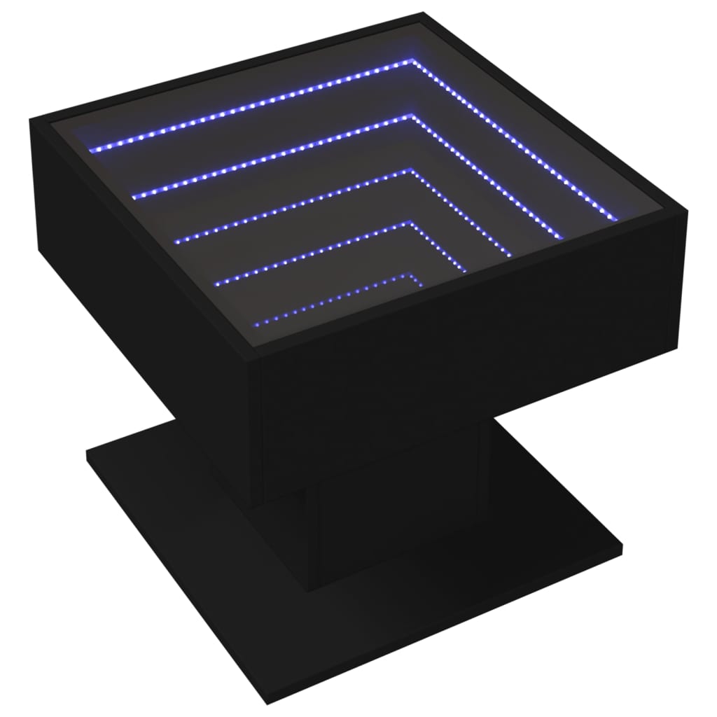 vidaXL Salontafel met LED 50x50x45 cm bewerkt hout zwart afbeelding