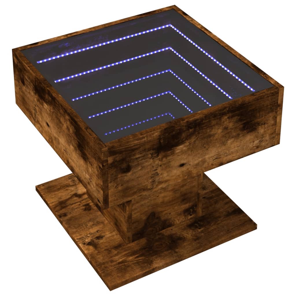vidaXL Salontafel met LED 50x50x45 cm bewerkt hout gerookt eikenkleur afbeelding