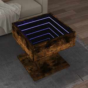 Konferenční stolek s LED kouřový dub 50 x 50 x 45 cm kompozit - obrázek 1