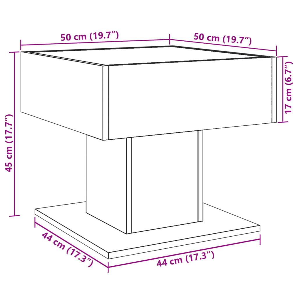Konferenční stolek s LED šedý sonoma 50 x 50 x 45 cm kompozit - obrázek 13