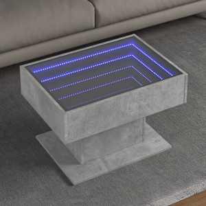 Konferenční stolek s LED betonově šedý 70 x 50 x 45 cm kompozit - obrázek 1