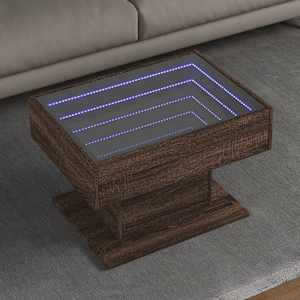 Konferenční stolek s LED hnědý dub 70x50x45 cm kompozitní dřevo - obrázek 1