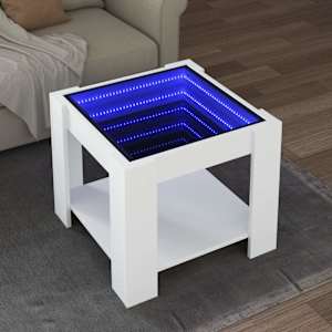 Konferenční stolek s LED bílý 53 x 53 x 45 cm kompozitní dřevo - obrázek 1