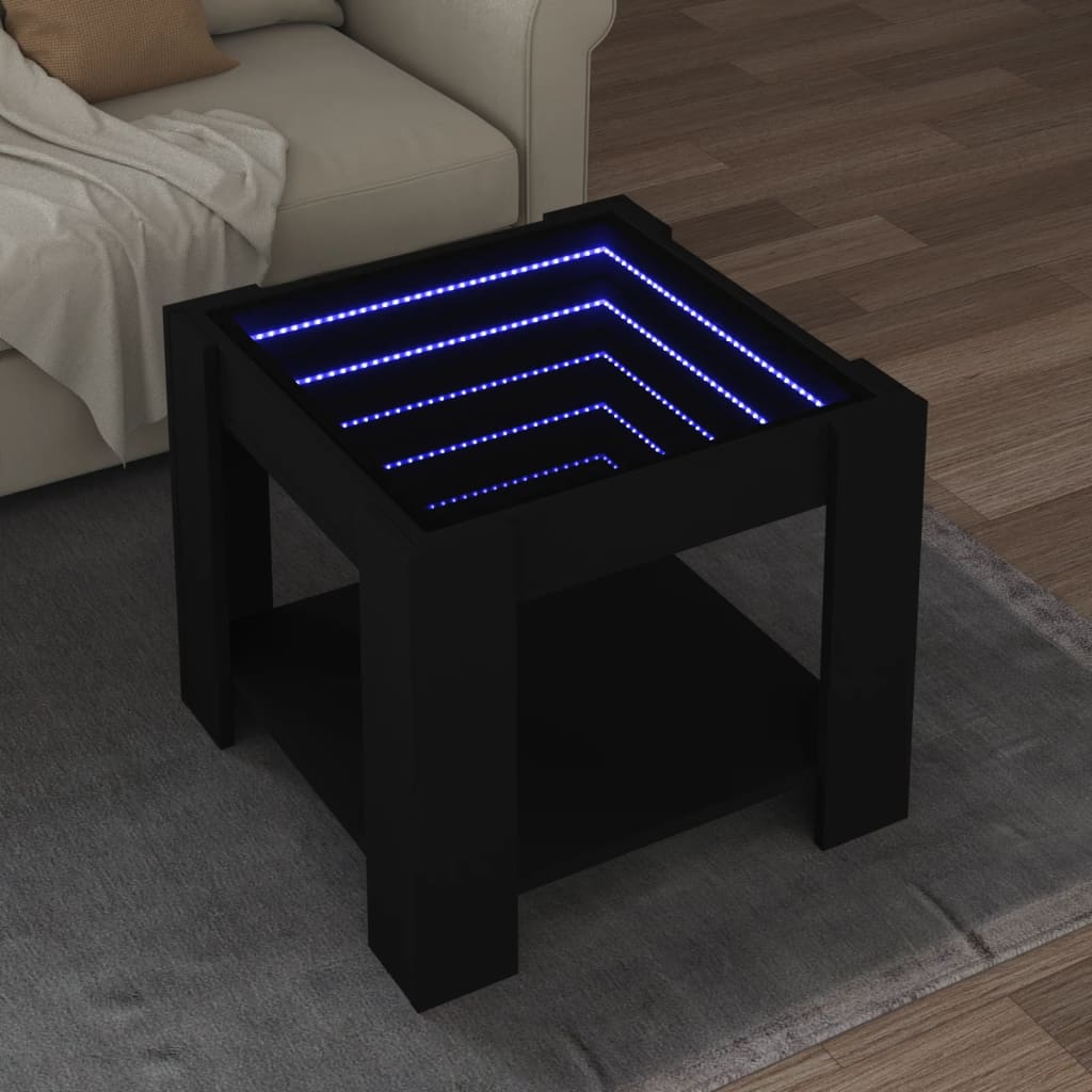 LED-Couchtisch Schwarz 53x53x45 cm Holzwerkstoff