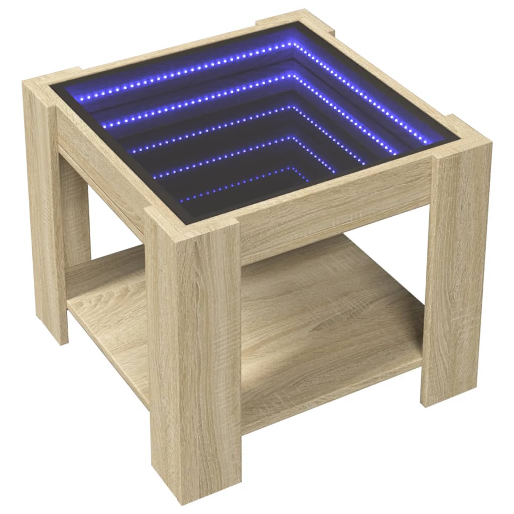 vidaXL Salontafel met LED 53x53x45 cm bewerkt hout sonoma eikenkleurig afbeelding