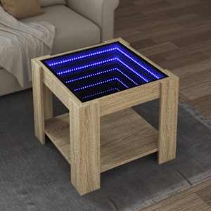 Klubska mizica LED sonoma hrast 53x53x45 cm inženirski les