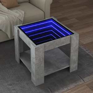 Klubska mizica LED betonsko siva 53x53x45 cm inženirski les