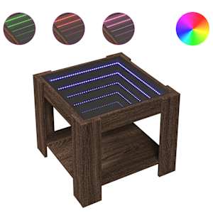 Konferenční stolek s LED hnědý dub 53x53x45 cm kompozitní dřevo - obrázek 2