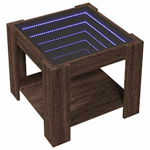 Konferenční stolek s LED hnědý dub 53x53x45 cm kompozitní dřevo - obrázek 3