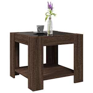 Konferenční stolek s LED hnědý dub 53x53x45 cm kompozitní dřevo - obrázek 5