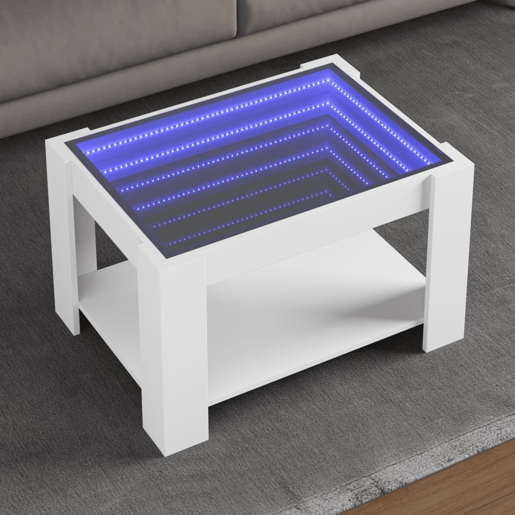 vidaXL Couchtisch mit LED-Leuchten Weiß 73x53x45 cm Holzwerkstoff