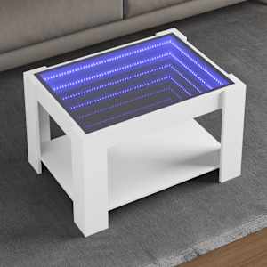 Konferenční stolek s LED bílý 73 x 53 x 45 cm kompozitní dřevo