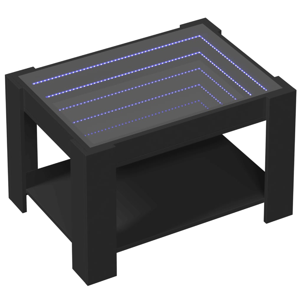 vidaXL fekete szerelt fa dohányzóasztal LED-del 73 x 53 x 45 cm