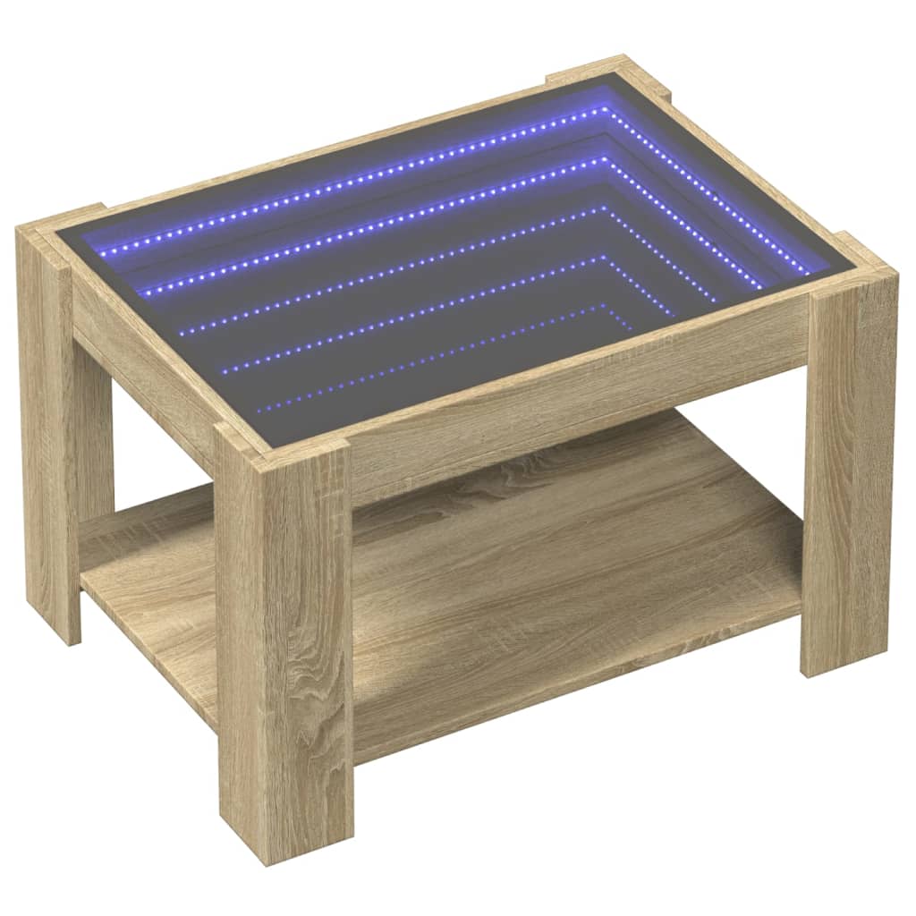 vidaXL sonoma tölgy szerelt fa dohányzóasztal LED-del 73 x 53 x 45 cm